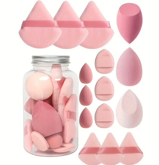 Lot de 12/15 éponges de maquillage – Puffs cosmétiques pour fond de teint, éponges blender, œufs de beauté, houppettes pour poudre. Accessoires et outils de maquillage pour femmes.