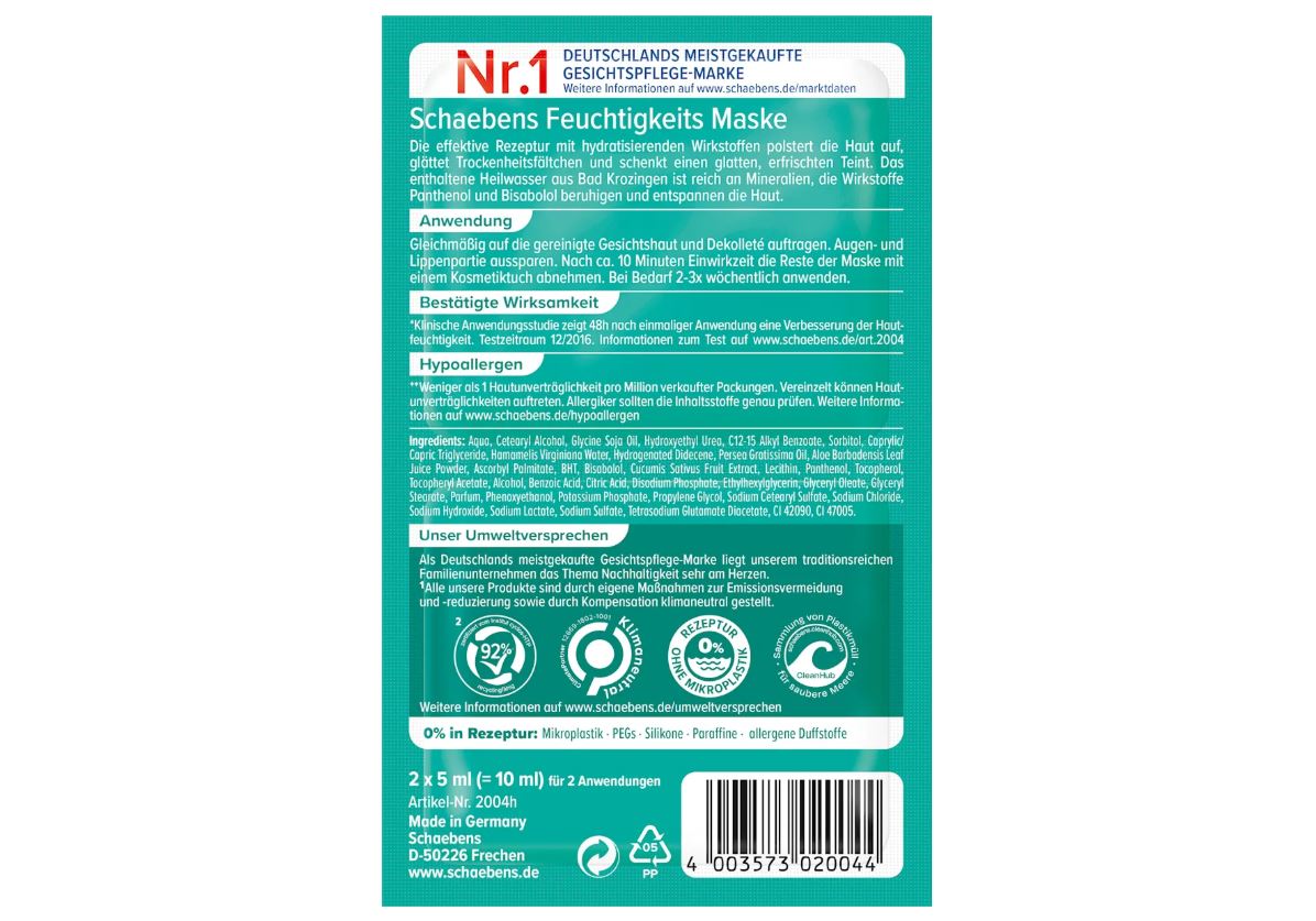 Schaebens Masque hydratant 48h
