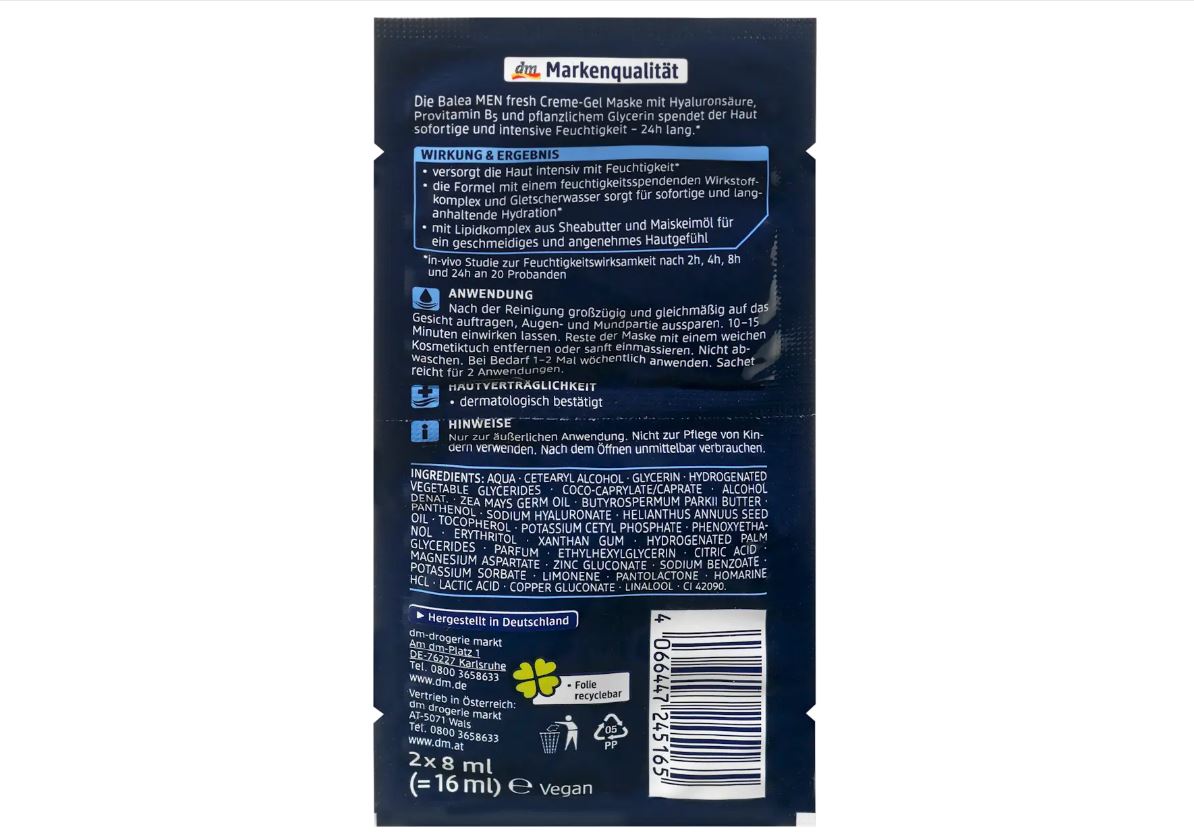 Balea Men Masque crème-gel frais